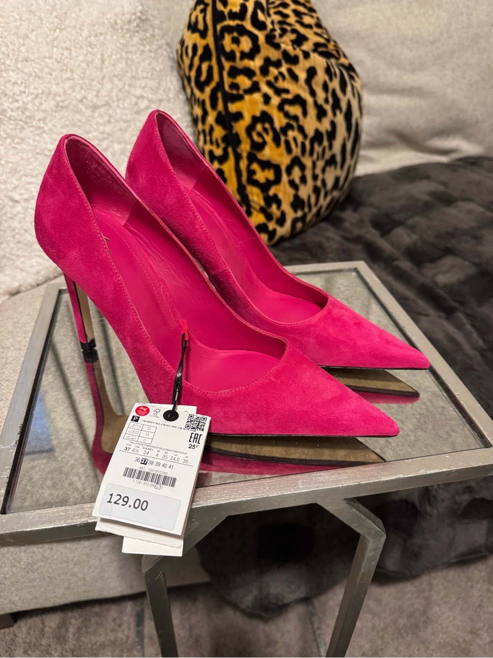 Hot Pink Suede Pointed-Toe Stiletto Pumps